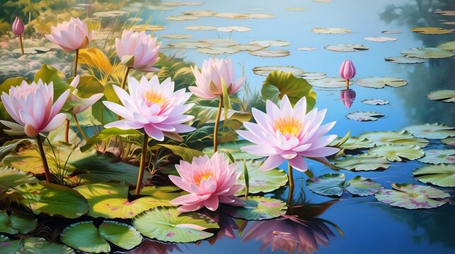 Lotus Pond, Assemblege of Lotus Flowers